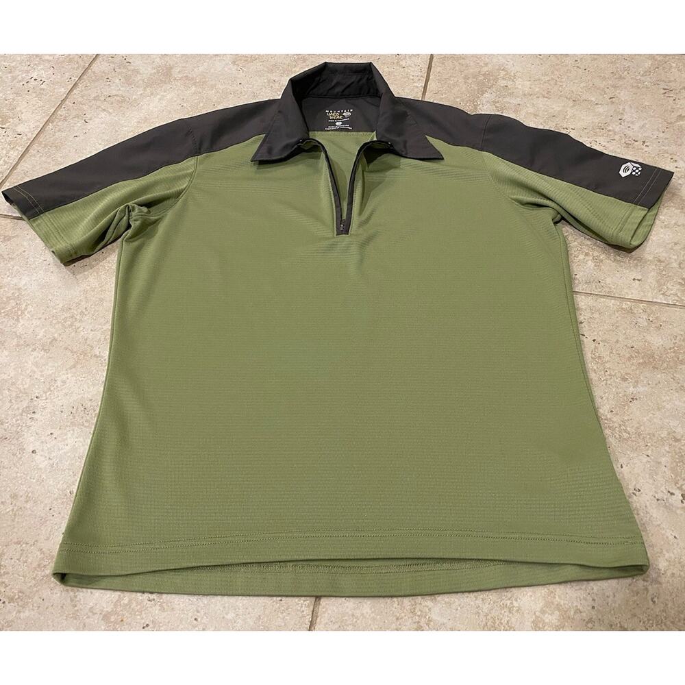 Mountain HardWear M Green Short Sleeve 1/4 Zip Lightweight Polo Shirt SLIM FIT